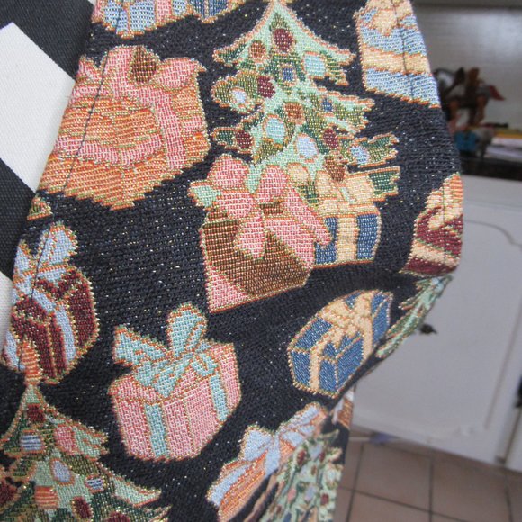 Vtg MLNY Christmas Vest Womens Lg Christmas Tree Button Up Black Retro Unique - Picture 5 of 7